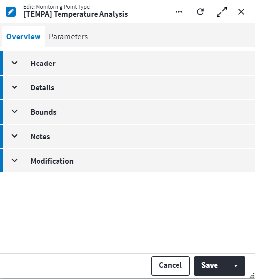 Monitoring Point Type Screen